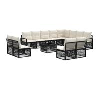 vidaXL Set di divani da giardino, 13 pezzi, nero, in rattan sintetico, divano modulare moderno per giardino, resistente alle intemperie, con cuscini regolabili e federe rimovibili