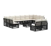 vidaXL Set di divani da giardino 13 pz nero polyrattan, divano modulare da esterno, mobili da giardino resistenti alle intemperie, poltrone regolabili, facile da pulire
