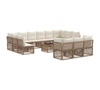 vidaXL Set di divani da giardino, 14 pezzi, beige, rattan sintetico, set divano da giardino moderno, resistente alle intemperie, design modulare, spazio esterno funzionale, rattan poliestere