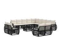 vidaXL Set di divani da giardino, 14 pezzi, colore nero e bianco crema, divano moderno, resistente alle intemperie, modulabile, ideale per il giardino, splendido spazio relax, disposizione flessibile