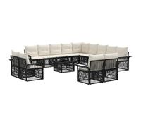 vidaXL Set di divani da giardino, 14 pezzi, colore nero e bianco crema, moderno divano da giardino, mobili componibili, ideale per terrazza e area relax, resistente alle intemperie