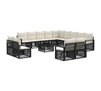 vidaXL Set di divani da giardino, 14 pezzi, colore nero polyrattan, divano da esterno moderno in rattan, resistente alle intemperie, design modulare, cuscini in schiuma facili da pulire