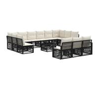 vidaXL Set di divani da giardino, 14 pezzi, colore nero polyrattan, divano da giardino, moderno, resistente alle intemperie, modulabile, con poggiapiedi regolabile, perfetto per l'estate
