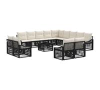 vidaXL Set di divani da giardino, 14 pezzi, colore nero polyrattan, divano da giardino modulare e resistente alle intemperie, set di comodi posti a sedere, mobili lounge da esterno