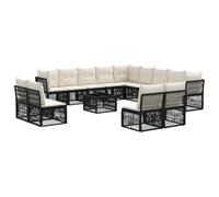 vidaXL Set di divani da giardino, 14 pezzi, colore nero polyrattan, set di divani da giardino moderno, design modulare resistente alle intemperie, mobili in rattan per un momento di relax