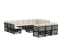 vidaXL Set di divani da giardino, 14 pezzi, colore nero polyrattan, set divano da giardino, moderno, resistente alle intemperie, design modulare, eleganti sedili per esterni