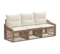 vidaXL Set di divani da giardino, 3 pezzi, beige, in rattan sintetico, divano modulare da giardino, resistente alle intemperie, mobili da patio, con cuscini, rattan per rilassarsi