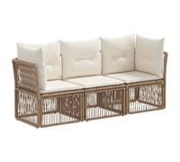 vidaXL Set di divani da giardino, 3 pezzi, beige, in rattan sintetico, set di divani da giardino modulari, resistenti al tempo, comfort regolabile per rilassarsi all'aria aperta