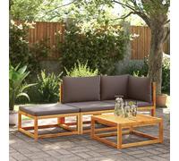 vidaXL Set di divani da giardino 3 pezzi con cuscini in legno di acacia e rattan