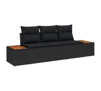 vidaXL Set di divani da Giardino 3 Pezzi con Cuscini in polirattan Nero, Piedi Regolabili, Design Moderno Intrecciato a Mano per Il Patio, per Uso all'aperto, mobili per terrazze e soluzioni Modular