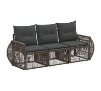 vidaXL Set di divani da giardino, 3 pezzi, grigio e grigio scuro, divano modulare per giardino, resistente alle intemperie, set per patio, include cuscini per rilassarsi