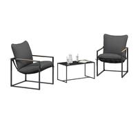 vidaXL Set di divani da giardino 3 pezzi nero e antracite, set di mobili moderni per giardino, sedie chic all'aperto, comode sedie a sdraio e poltrone