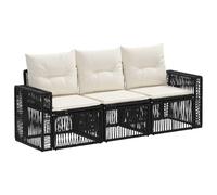vidaXL Set di divani da giardino, 3 pezzi, nero e bianco crema, divano moderno per esterni, seduta modulare resistente alle intemperie, ideale per giardino, patio, terrazza e altro ancora