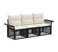 vidaXL Set di divani da giardino, 3 pezzi, nero, in rattan sintetico, divano modulare per giardino, resistente alle intemperie, comodo, mobili da patio, gambe regolabili, relax