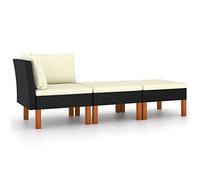 vidaXL Set di Divani da Giardino 3 pz Polyrattan Massello di Eucalipto