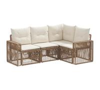 vidaXL Set di divani da giardino, 4 pezzi, beige e bianco crema, divano da giardino moderno, resistente alle intemperie, mobile modulare, comodo per il patio, sedili regolabili
