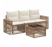 vidaXL Set di divani da giardino, 4 pezzi, beige e bianco crema, moderno divano da esterno, modularità resistente alle intemperie, per giardino, terrazza, patio e schiena di casa