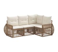 vidaXL Set di divani da giardino, 4 pezzi, beige e bianco crema, set di divani da giardino, resistenti alle intemperie, ideale per momenti sociali, rilassarsi nel tuo patio