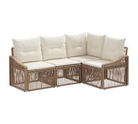 vidaXL Set di divani da giardino, 4 pezzi, beige, rattan sintetico, da balcone moderno e resistente alle intemperie, gambe regolabili, divano modulare, set in rattan sintetico per il giardino