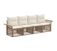 vidaXL Set di divani da giardino, 4 pezzi, beige, rattan sintetico, divano modulare moderno, resistente alle intemperie, comodo in giardino, sedie rilassanti e cuscini in schiuma