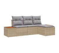 vidaXL Set di Divani da Giardino 4 Pezzi con Cuscini Beige & Grigio Chiaro Rattan Polietilenico Comfort Mobili da Patio Resistenti alle Intemperie Confortevoli Modulari