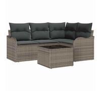 vidaXL Set Divano da Giardino 4 Pezzi con Cuscini Rattan Polimerico Nero, Divano da Giardino 2 Persone con Cuscini Rattan Polimerico Grigio
