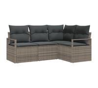 vidaXL Set di Divani da Giardino 4 Pezzi con Cuscini Grigio Rattan Sintetico