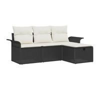 vidaXL Set di 4 divani da giardino con cuscino, colore nero, in polyrattan, resistente ai raggi UV e impermeabile, modulare per esterni, per giardino o terrazza, mobili a cubo