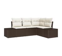 vidaXL Set di 4 divani da giardino con cuscino, marrone, in polyrattan, resistente alle intemperie, elegante seduta, per esterni, balcone, camera da letto, mobili sezionali, terrazzo, accogliente