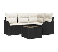 vidaXL Set di Divano da Giardino 4 Pezzi con Cuscini Vimini Marrone, Divano da Giardino 2 posti con Cuscini Polyrattan Nero