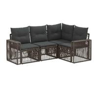 vidaXL Set di divani da giardino, 4 pezzi, grigio e grigio scuro, divano da giardino moderno, resistente alle intemperie, mobile modulare, comodo per il patio, sedili regolabili