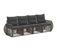vidaXL Set di divani da giardino, 4 pezzi, grigio e grigio scuro, divano modulare moderno, resistente alle intemperie, seduta esterna regolabile, mobile in polyrattan per patio