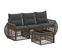 vidaXL Set di divani da giardino, 4 pezzi, grigio e grigio scuro, divano modulare per giardino, resistente alle intemperie, set per patio, include cuscini per rilassarsi