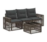 vidaXL Set di divani da giardino, 4 pezzi, grigio e grigio scuro, polyrattan, divano da esterno, moderno, modularità resistente alle intemperie, per giardino, terrazza, patio e retro della casa