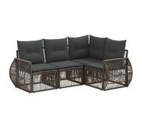 vidaXL Set di divani da giardino, 4 pezzi, grigio e grigio scuro, set di divani da giardino, resistenti alle intemperie, ideali per momenti sociali, rilassati nel tuo patio