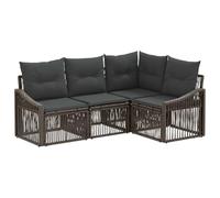 vidaXL Set di divani da giardino, 4 pezzi, grigio rattan sintetico, da balcone moderno e resistente alle intemperie, gambe regolabili, divano modulare, set in rattan sintetico per il giardino