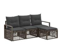 vidaXL Set di divani da giardino, 4 pezzi, grigio rattan sintetico, divano da esterno moderno, resistente alle intemperie, modulare per il giardino, poltrona con cuscini, set in rattan