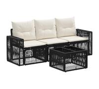 vidaXL Set di divani da giardino, 4 pezzi, nero e bianco crema, divano moderno per esterni, seduta modulare resistente alle intemperie, ideale per giardino, patio, terrazza e altro ancora