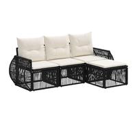 vidaXL Set di divani da giardino, 4 pezzi, nero e bianco crema, divano modulare moderno, resistente alle intemperie, ideale per rilassarsi all'aperto, in cortile o giardino