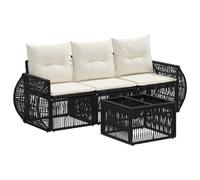 vidaXL Set di divani da giardino, 4 pezzi, nero e bianco crema, divano modulare per giardino, resistente alle intemperie, set per patio, include cuscini per rilassarsi