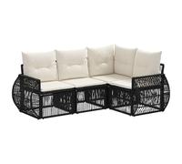 vidaXL Set di divani da giardino, 4 pezzi, nero e bianco crema, set di divani da giardino, resistenti alle intemperie, ideale per momenti sociali, rilassarsi nel tuo patio
