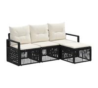 vidaXL Set di divani da giardino, 4 pezzi, nero, in rattan sintetico, divano da esterno moderno, resistente alle intemperie, modulare per il giardino, poltrona con cuscini, set in rattan