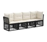 vidaXL Set di divani da giardino, 4 pezzi, nero, in rattan sintetico, divano da esterno, stile moderno, resistente alle intemperie, mobili da giardino, moduli e cuscini molto comodi