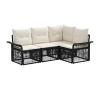 vidaXL Set di divani da giardino, 4 pezzi, nero, in rattan sintetico, divano da giardino moderno, relax all'aperto, design modulare resistente alle intemperie, mobili comodi per il tuo patio