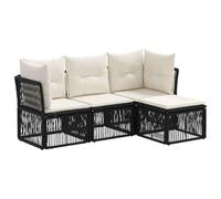 vidaXL Set di divani da giardino, 4 pezzi, nero, in rattan sintetico, divano da giardino, seduta moderna per esterni, design modulare resistente, mobili per patio, set lounge