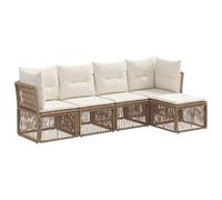 vidaXL Set di divani da giardino, 5 pezzi, beige, rattan sintetico, divano da giardino moderno, resistente alle intemperie, design modulare, relax all'aria aperta, set regolabile per stile e comfort