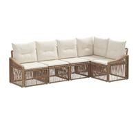 vidaXL Set di divani da giardino, 5 pezzi, beige, rattan sintetico, divano modulare, resistente alle intemperie, per il giardino, comodo per il balcone, ideale per il vostro patio o patio posteriore