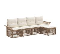 vidaXL Set di divani da giardino, 5 pezzi, beige, rattan sintetico, set di divani moderni per giardino, resistenti alle intemperie, design modulare, sedute da esterno