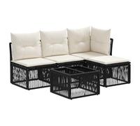 vidaXL Set di divani da giardino, 5 pezzi, colore nero polyrattan, divano da giardino, design modulare, mobili moderni, resistenti alle intemperie, seduta elegante per la vostra terrazza