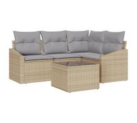 vidaXL Set di divani da Giardino 5 Pezzi con Cuscini Beige e Grigi in Rattan Sintetico. Mobili modulari per Il Tuo Patio Lounge Contemporaneo. Rilassati a casa d'Estate.